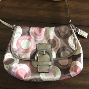 Pink and Gray Crossbody Coach Handbag